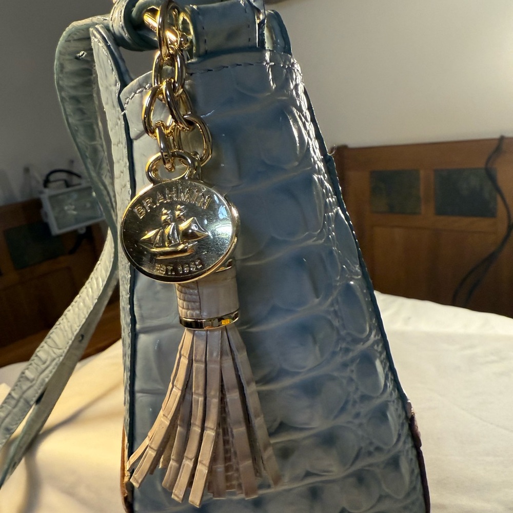 Brahmin Carrie Crossbody Sky Viognier Genuine Leather Bag NWOT - Picture 9 of 13